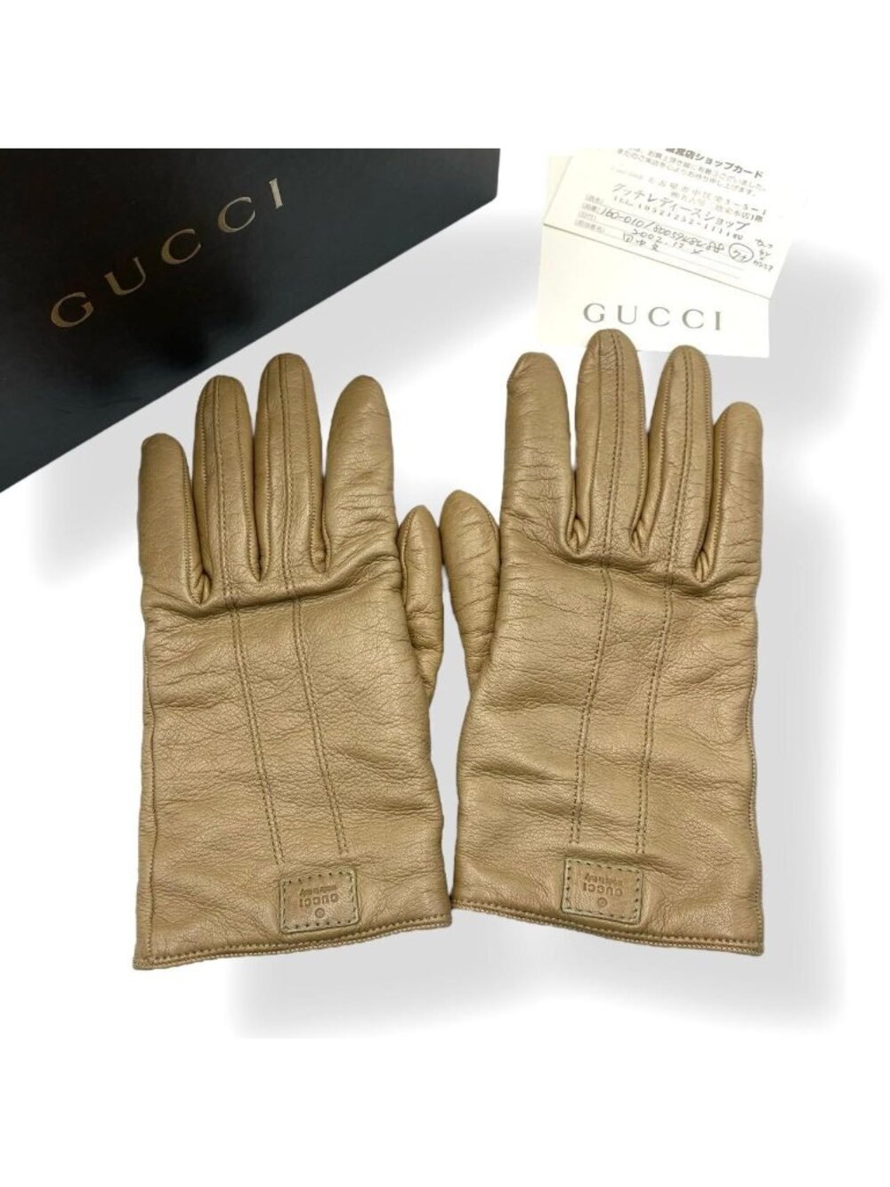 Gucci Gloves Leather Cashmere Brown